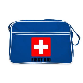Icône vectorielle de panneaux de sécurité croisés médicales de premiers secours - Sac Retro - bleu/blanc - Devant