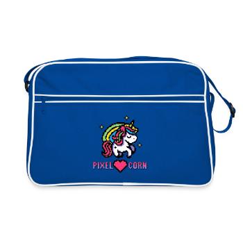 Pixel Unicorn Unicorn Einhorn Regenbogen - Retro Tasche - Blau/Weiß - Vorne