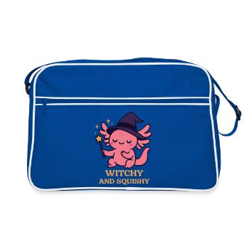 Witchy Axolotl - Motif de sorcière mignon - Sac Retro - bleu/blanc - Devant