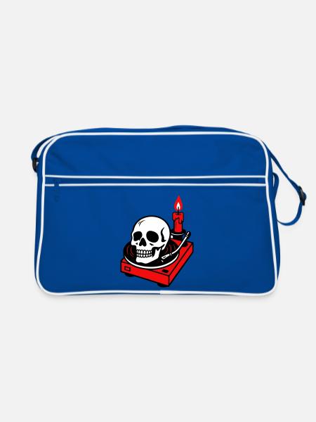 Métal noir - Sac Retro - bleu/blanc