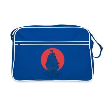 Mystischer Piratenschiff - Retro Tasche - Blau/Weiß - Vorne