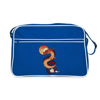 Traditional Asian Dragon with Sunset - Retro Bag - blue/white - Front