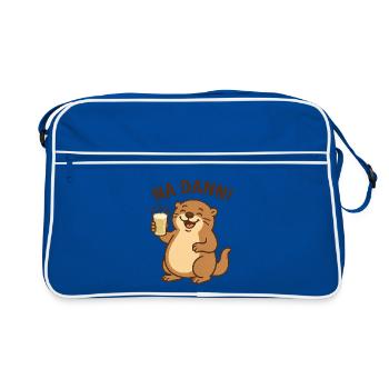 Humorous otter with beer glass coffee graphic - Retro Bag - blue/white - Front