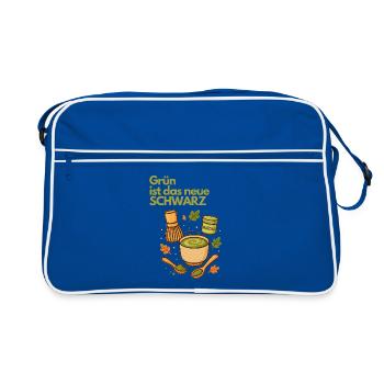 Grün ist das neue Schwarz – Matcha No Coffee  - Retro Tasche - Blau/Weiß - Vorne