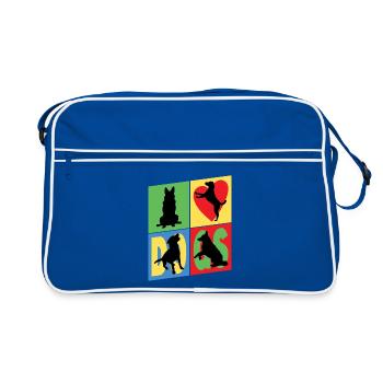 Chiens que j'aime Silhouettes de chiens Maman chien Papa chien - Sac Retro - bleu/blanc - Devant