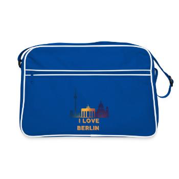I Love Berlin Skyline Gradient - Retro Tasche - Blau/Weiß - Vorne