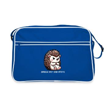 Parler avec la patte Hérisson Amoureux des hérissons Fan de hérisson - Sac Retro - bleu/blanc - Devant