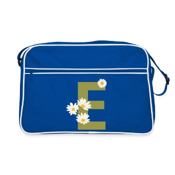 Lettre e vert marguerites - Sac Retro - bleu/blanc - Devant
