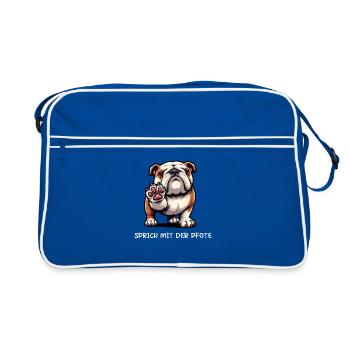 Parlez avec la patte Bulldog anglais Tyran - Sac Retro - bleu/blanc - Devant