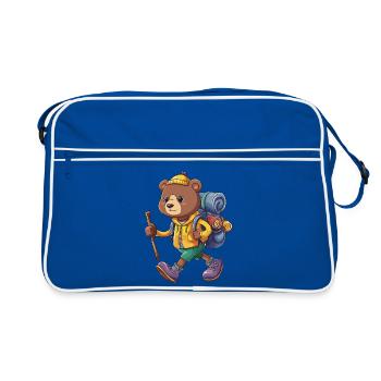Cute Bear Hiking Camping Adventure Backpacker - Retro Bag - blue/white - Front