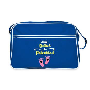 Hooray Finally Godchild Girl Godmother Godchildren - Retro Bag - blue/white - Front
