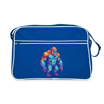 Bunte Bigfoot-Regenbogen-Pop-Art-Aquarell - Retro Tasche - Blau/Weiß - Vorne