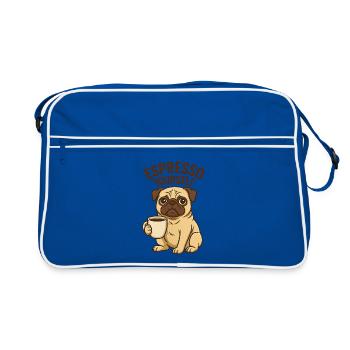Espresso Yourself Pug Illustration - Retro Tasche - Blau/Weiß - Vorne