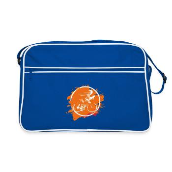 Cycliste en éclaboussure orange - Sac Retro - bleu/blanc - Devant