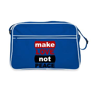 Make Love Not Peace - Retro Tasche - Blau/Weiß - Vorne