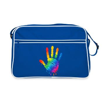 Colorful Handprint Watercolor Design - Retro Bag - blue/white - Front
