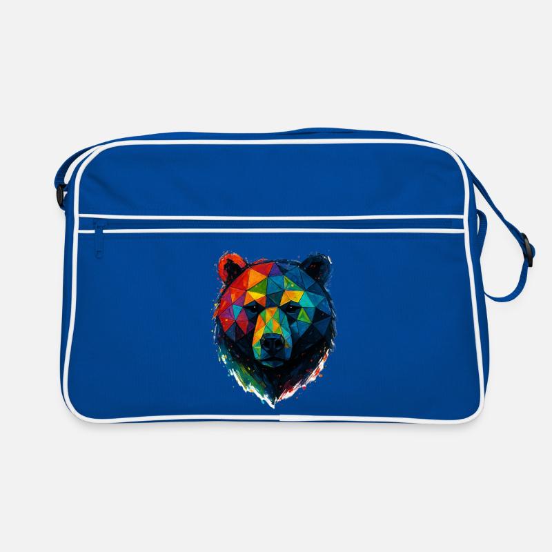 Geometric Bear: Farbenfroher Low Poly-Stil Retro Tasche