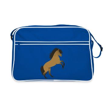 Rising Icelandic Horse Illustration - Retro Bag - blue/white - Front