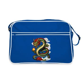 Drache Comic - Retro Tasche - Blau/Weiß - Vorne