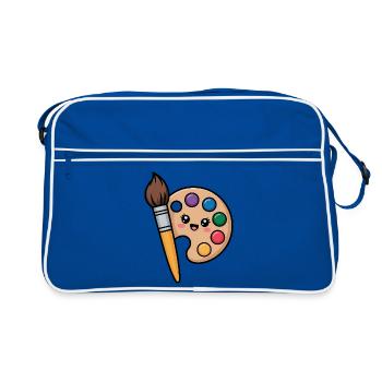 Pinceau de peintre et palette de peintures - Sac Retro - bleu/blanc - Devant