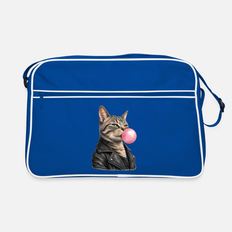 Chat cool avec une veste en cuir Sac Retro