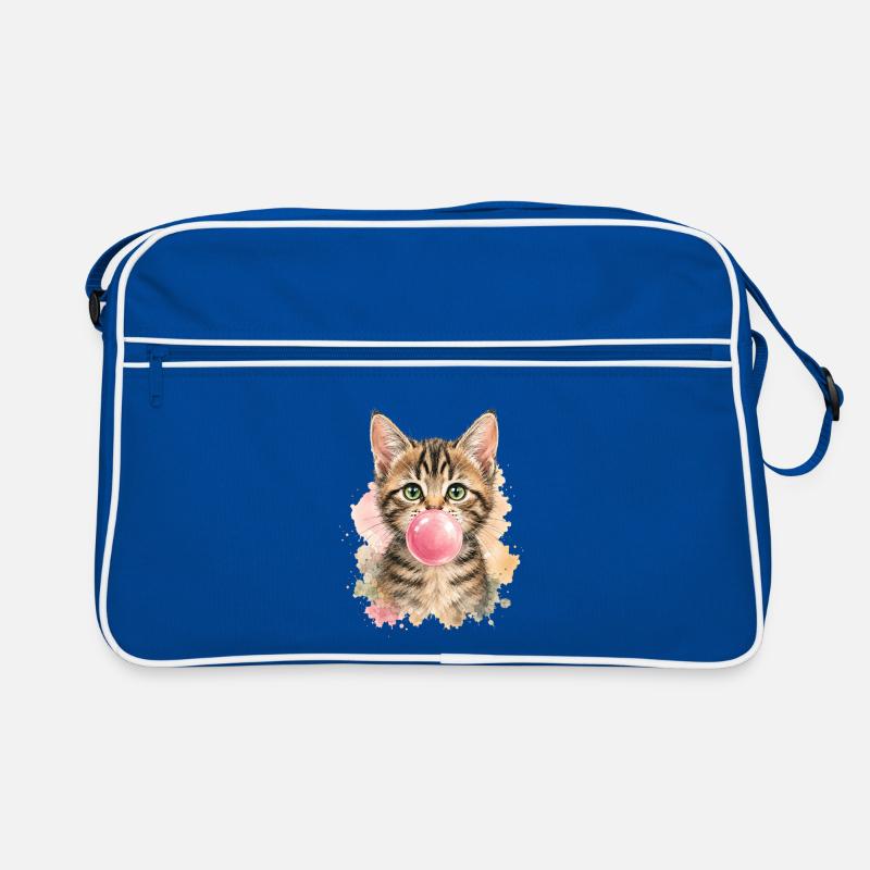 Cat with pink bubble Retro Bag