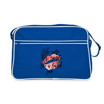 Aquarell Lippenkuss mit Skript - Retro Tasche - Blau/Weiß - Vorne