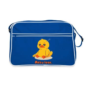 Ente Akku leer - Retro Tasche - Blau/Weiß - Vorne