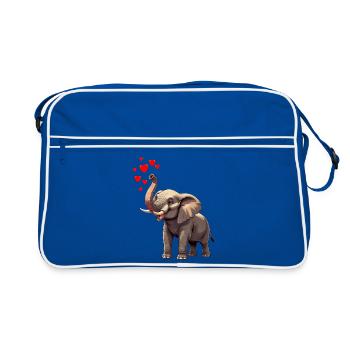 Éléphant au cœur - Sac Retro - bleu/blanc - Devant
