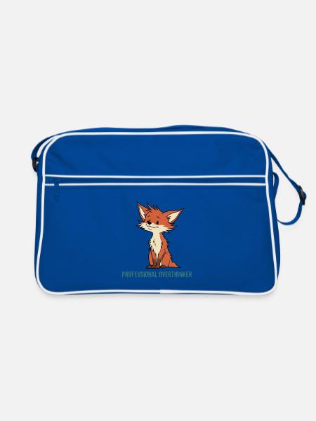 Schlauer Fuchs-Überdenker - Retro Tasche - Blau/Weiß