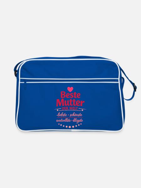 Beste Mutter der Welt - Retro Tasche - Blau/Weiß