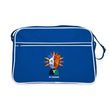 Jack-Russel-Terrier-Kubismus - Retro Tasche - Blau/Weiß - Vorne