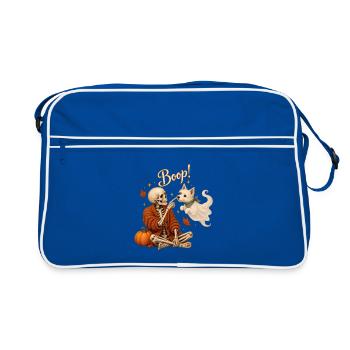 Halloween Skelett Geisterhund Boop für Hundefans - Retro Tasche - Blau/Weiß - Vorne