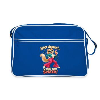 Älter werden Katze Geburtstag Spruch Party Humor - Retro Tasche - Blau/Weiß - Vorne