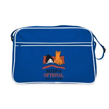 Schlaf ist optional, lustiges Katzenliebhaber-Design - Retro Tasche - Blau/Weiß - Vorne