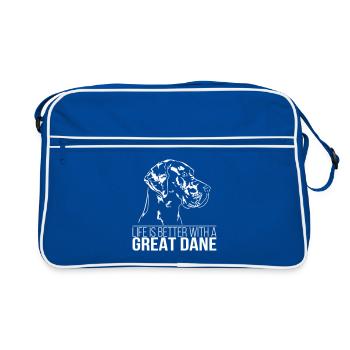 GREAT DANE Life is better Chien Idée cadeau - Sac Retro - bleu/blanc - Devant
