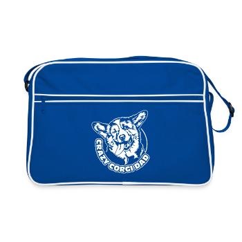 CRAZY CORGI DAD funny Welsh Corgi Wilsigns - Retro Bag - blue/white - Front