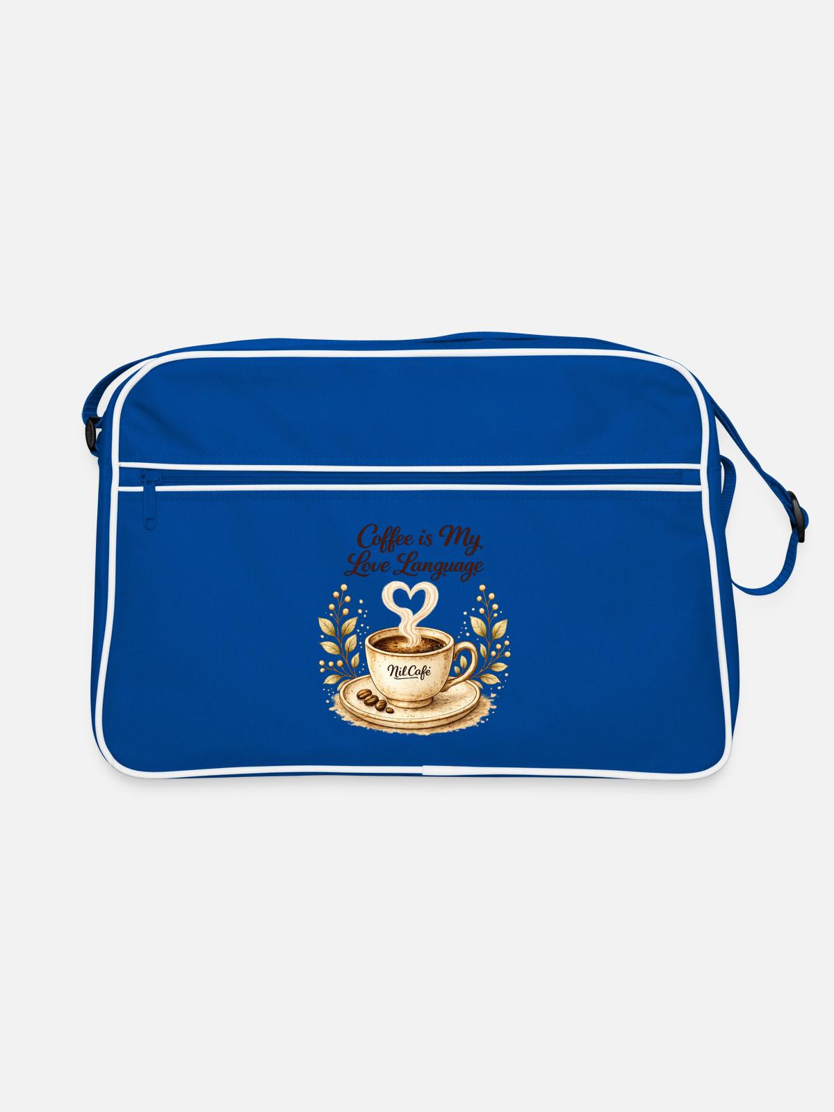 coffe_ist_my_live_language - Retro Bag - blue/white - Front