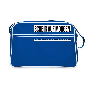 Apache Spruch Zitat - Retro Tasche - Blau/Weiß - Vorne