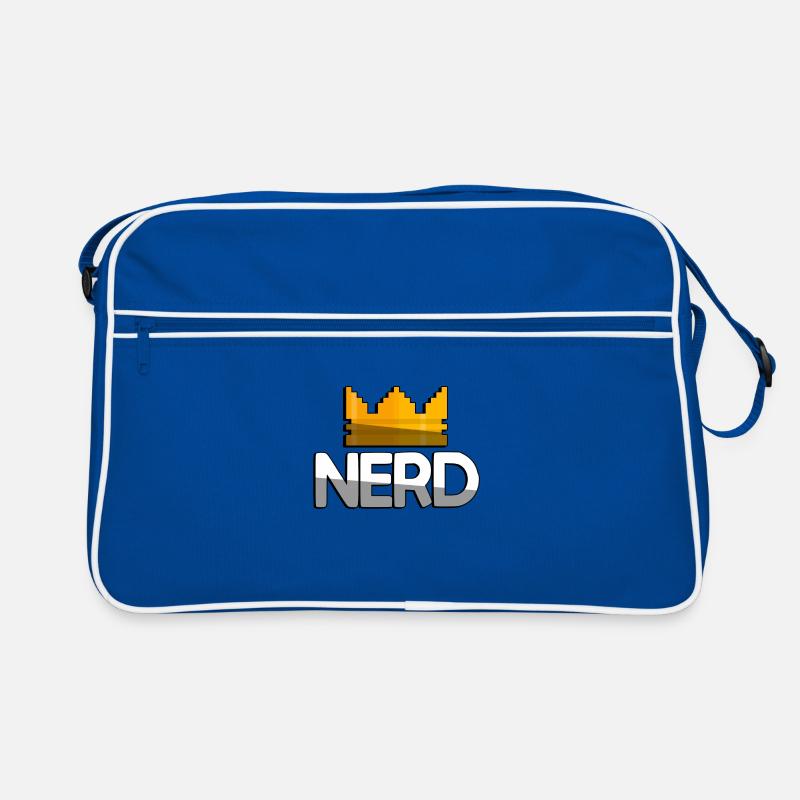 NERD + King Crown - Gaming - Retro Tasche - Blau/Weiß