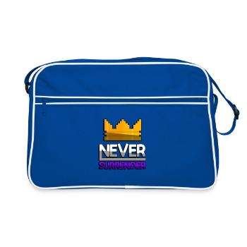 NEVER SURRENDER (Purple) + King Crown - Gaming - Retro Bag - blue/white - Front