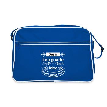 Koa guade Idee - bayerischer Spruch - Retro Tasche - Blau/Weiß - Vorne