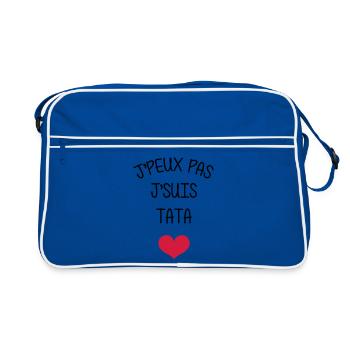 Tante / Tata / Marraine / Oncle / Nourrice / Bébé - Sac Retro - bleu/blanc - Devant