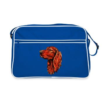 Portrait de setter irlandais - Sac Retro - bleu/blanc - Devant