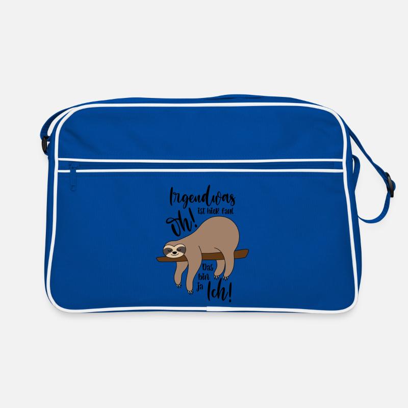 Faultier Irgendwas ist hier faul - Retro Tasche - Blau/Weiß