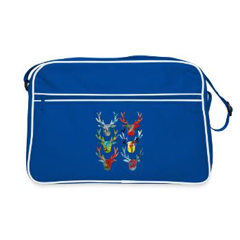 Têtes de cerf colorées abstraites - Sac Retro - bleu/blanc - Devant