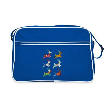 Karibu Bunter Abstrakter Stil - Retro Tasche - Blau/Weiß - Vorne