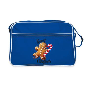 Joyeux bonhomme en pain d’épice avec canne à sucre - Sac Retro - bleu/blanc - Devant