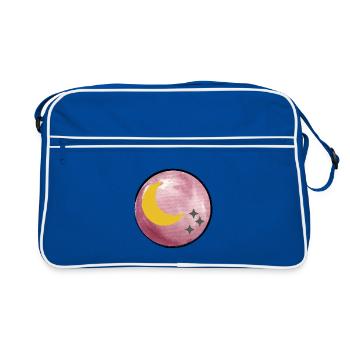 Moon and stars illustration on watercolors - Retro Bag - blue/white - Front