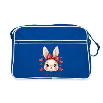 Kawaii Hase mit roten Schleifenherzen - Retro Tasche - Blau/Weiß - Vorne